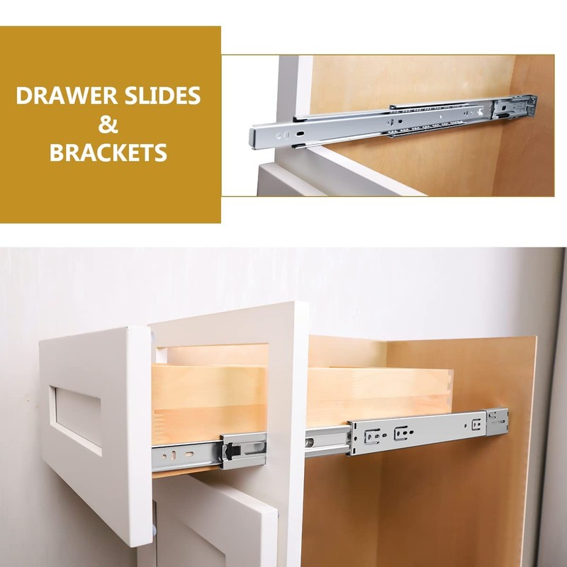 Gobrico 6Pairs(12pcs) 22-Inch Full Extension Telescopic Side/Rear Mount Drawer Slides