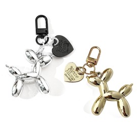 Bowcig 2 Pack Dog Keychain Accessories for Women Girls, Cute Jelly Dog Shape with Heart Y2K Key Chains Gift for Women Car Keys Handbag Purse Backpack Pendant Aesthetic Charms (Silver Gold)