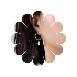 TseenYi Large Circle Hoop Pearl Earrings Gold Pearl Huggie Hoop Earrings Vintage Pearl Hoop Drop Earrings Pearl Dangle Large Hoop Earrings Statement Geometric Earrings Jewellery for Women, Zinc