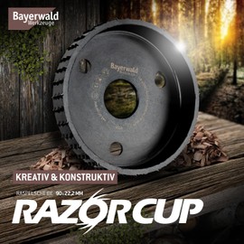 Bayerwald RazorCup Rasp Disc - Diameter 90 mm x 22.2 mm | Fast Side Grinding of Wood & Wood Materials | For Angle Grinders