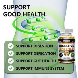 Taoters Digestive Enzyme Supplement – Supports Digestive & Intestinal Health, Promotes Gut Wellness, 60 or 120 Capsules for Daily Use