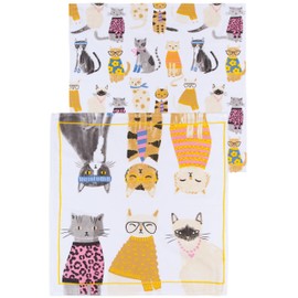 Jubilee Feline Fine Cat Floursack Dishtowel Set of 2