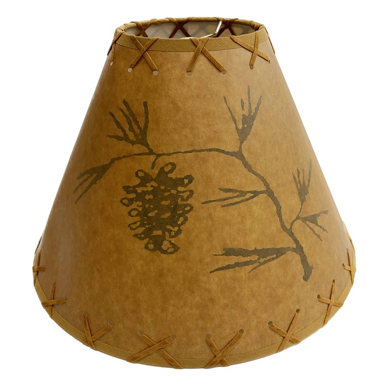 Rustic Oiled Craft Paper Laced Pine Cone Scene Lamp Shade