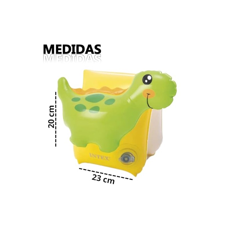 INTEX Floaty 56664 Dinosaur Inflatable Arm Band (Yellow x Green/FF/Jr)
