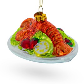 Mouthwatering Red Lobster Plate Glass Christmas Ornament