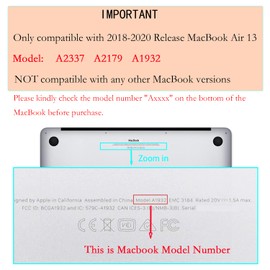 LanBaiLan - Funda para MacBook Air de 13 pulgadas con visualización Retina Touch ID de 13 pulgadas, color negro, plástico recubierto de goma