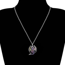 BONSNY Enamel Fantasy Dragon Necklaces Pendant for Women Jewelry Lucky Symbol 18" (Purple)