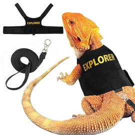 HOKABLE Bearded Dragon Leash and Harness Set, Adjustable Lizard Reptile Leashes Bearded Dragon Rope Accessories for Bearded Dragon Lizard Small Pets Outdoor Safety Walking（Explorer Character）