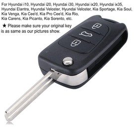JZK 3 Buttons Replacement Key Fob Case for Hyundai i20 i30 i35 iX20 iX35, Car Key Cover Compatible with Kia Sonata, Car Key Frame, Car Remote Control, Key Shell