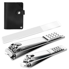 Euqvunn 3 Pcs Nail Clippers Set, Toe Nail Clippers for Thick Nails, Toenail Clippers with Nail File and Angled Fingernail Clippers, Carbon Steel Nail Cutter for Men Women Seniors