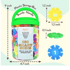 TOYLI Smart Coins 500 Pieces Interlocking Discs Set, Kids STEM Toys, Kindergarten Classroom Must Haves
