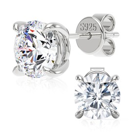 3 CT Moissanite Stud Earrings - Colorless Flawless Lab Created Moissanite - Hypoallergenic S925 Sterling Silver - 4 Prong Stud Earrings - Additional Silicone Earring-Backs - GRA - Gift