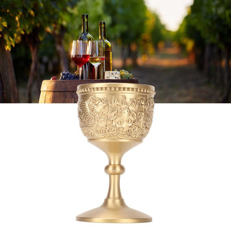 Gold Chalice Retro Embossed Style Thickened Brass Luxurious Elegant Luster