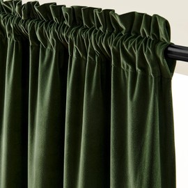 Lazzzy Velvet Blackout Curtains Thermal Insulated Room Window Drapes Super Soft Luxury Curtains for Living Room Bedroom Rod Pocket 2 Panels, Moss, 52" W x 90" L