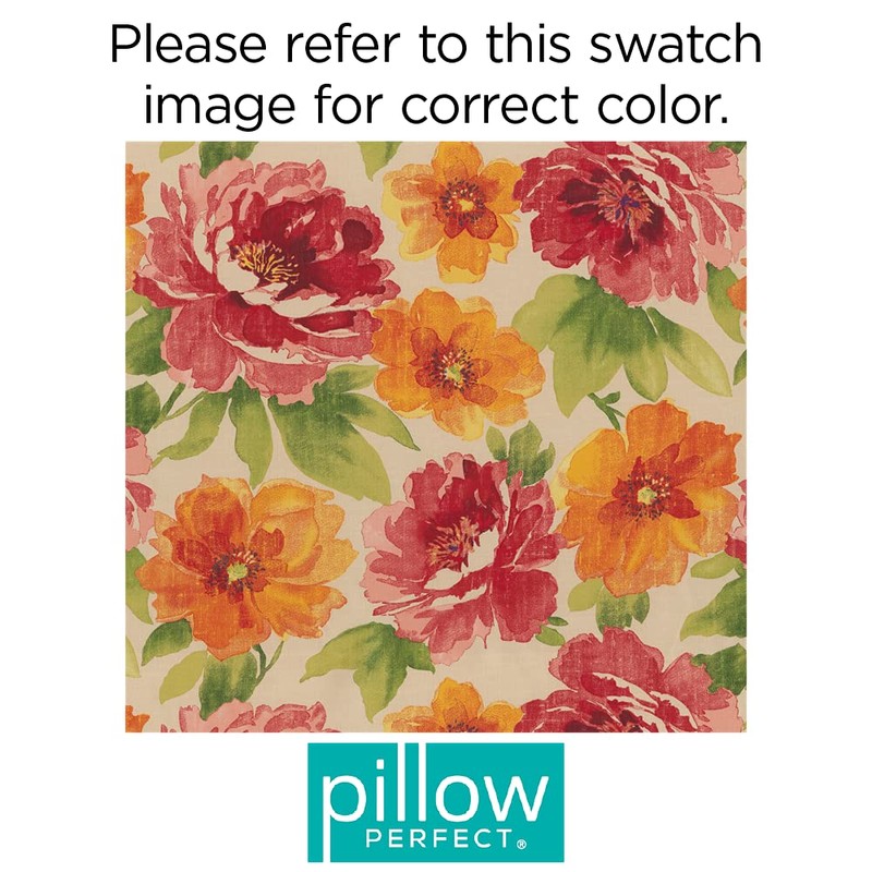 Pillow Perfect Bright Floral Indoor/Outdoor Accent Throw Pillow, Plush Fill,
