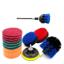 14 Pcs Drill Brush Cleaning Set, Electric Drill Brush Attachment Kit, Power Scrubber Drill Brush Kit for Cleaning Bathroom Floor Tub Tile Kitchen - Blue