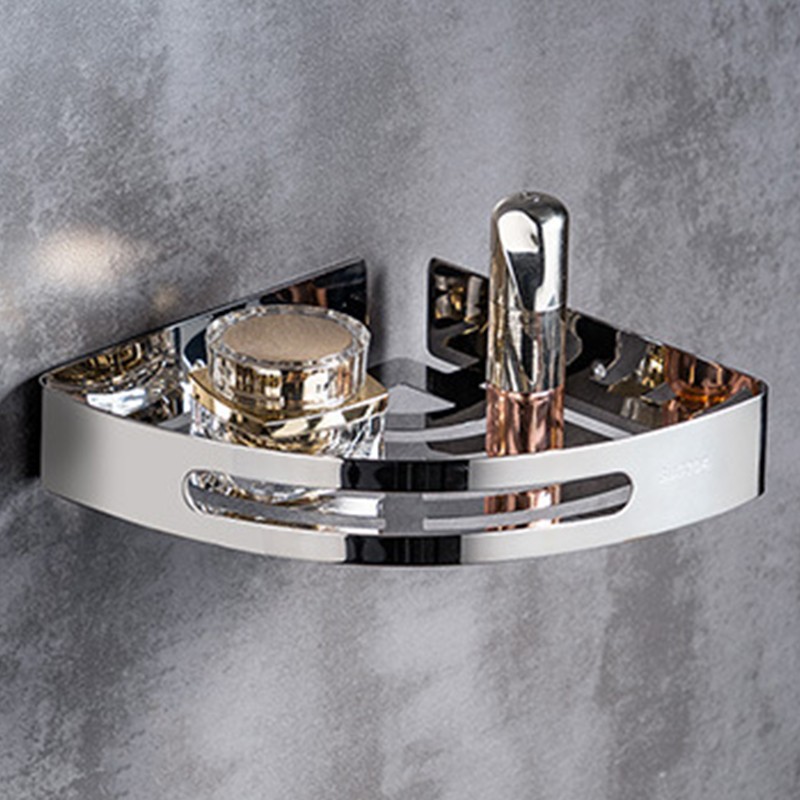 Bathroom Corner Shelves Punch Free Triangular Bathroom Corner Shiny Shelf