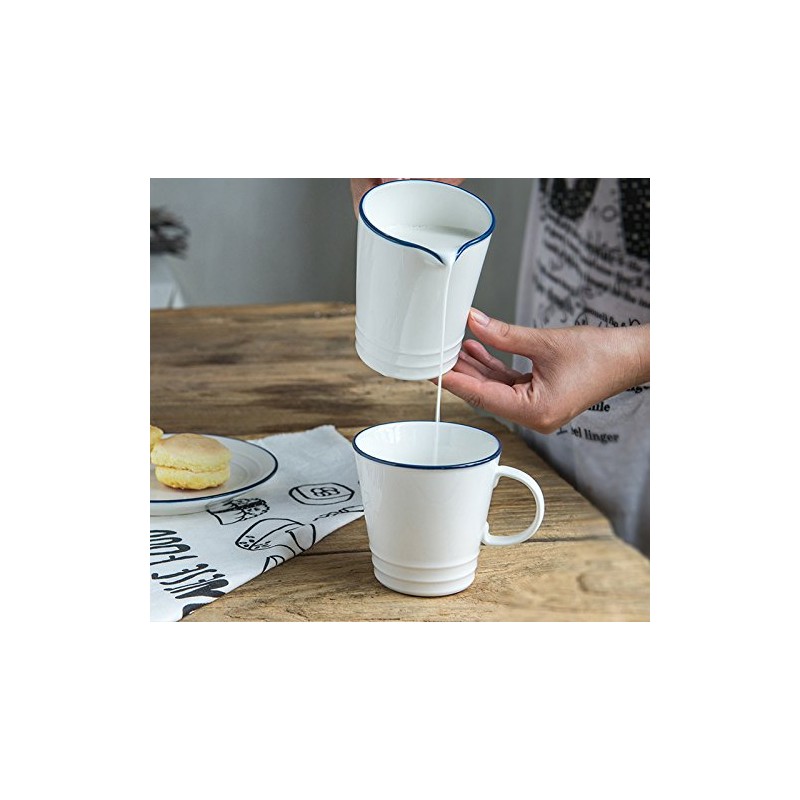 CHOOLD Blue and White Navy Style Ceramic Creamer with Handle,