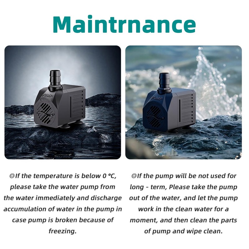 FREESEA Aquarium Submersible Fountain Pump: 30W 550GPH Adjustable Quiet Water