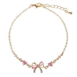 Gold Bow Bracelet, Adjustable Dainty Ribbon Bestie Bracelets, Cute Zircon Bracelet, Friendship Bracelets to My Best Friend Fashion Gifts Jewelry