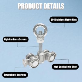 4 Wheel Trolley Assembly Rollers, Silent Heavy Duty Trolley with M10 Bolt and Nuts for 1-5/8" Wide and All 1-5/8" or Taller Strut Channels (6pcs)