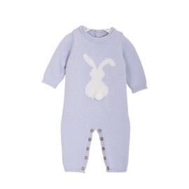 Minora Knitted Unisex Romper for Baby Boys and Girls Overalls Newborn Winter Rabbit Patterned 0-12 Months, blue