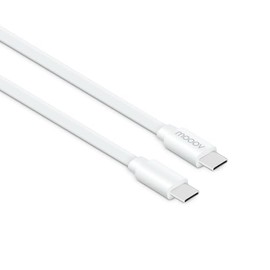 mooov 732120 USB-C auf USB-C-Kabel, 1 m, flach, männlich/männlich, 3 A max., Lade- und Datenkabel, unterstützt Schnellladung bis 60 W, Weiß