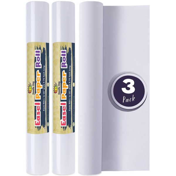Incredible Value 3-Pack Easel Paper Roll (17" x 75ft) - Painting Paper for Kids - Roll of Paper for Kids Art & Craft - White Butcher Paper Roll - Butcher Paper for Sublimation - Ideal for DIY Crafts