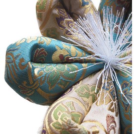 Rin Futon, Rin Comforter, Orin Comforter, Flower Shape, New Brocade Arabesque, No. 3 Diameter 4.7 inches (12 cm), Green Navy)