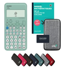 Casio fx-92 Collège with Protective Case Light Grey & Book (88 Pages, DIN A5) - Scientific Calculator - Smart Set (French)