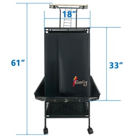 Easily Bird Cage Cover for Large Bird Cage with Play Top, Good Night Birdcage Covers, Black, 61"