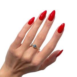 Eelegel 30Pcs Press on Nails Red Almond - Medium Long Glossy Gel Fake Nails, Reusable Salon Press on Nails in 15 Sizes, Press on Nail On Nails Kit with NailTools(Red)