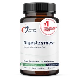 Designs for Health Digestzymes - Digestive Enzyme Supplement with Betaine HCl + Pepsin (180 Capsules)