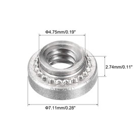 uxcell Self -Clinching Nuts,#6-32 x 0.11-Inch Stainless Steel Rivet Nut Round Head Steel Metal Sheet Mounting Hardware Fastener 100pcs
