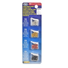 Bead Buddy 2mm Crimp Tubes Combo Pack for Jewelry Making-Crimp Tubes Come in Silver, Gold, Copper and Black Oxide-150 Crimp Tubes in Each of Four Colors