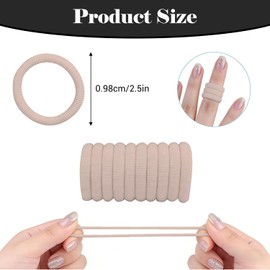 100 Pcs Mini Hair Bands for Kids Girls Toddlers, Small Hair Ties Snag Free No Damage Seamless Stretch Ponytail Holders for Ladies Thin Hair Beige Hair Bobbles