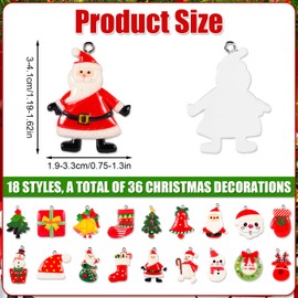 36pcs Mini Christmas Ornaments, Christmas Tree Decorations Resin Miniature Ornaments for Christmas Craft Santa Claus Snowman Christmas Hanging Ornament for Christmas Tree Decoration