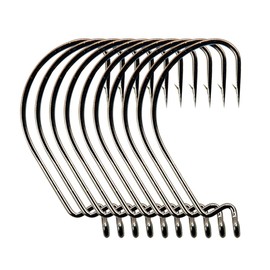 FOLANDO 10PCS Fish Hooks, Fishing Hooks Barbed Hooks Circle Hooks for Freshwater Saltwater 4/0#