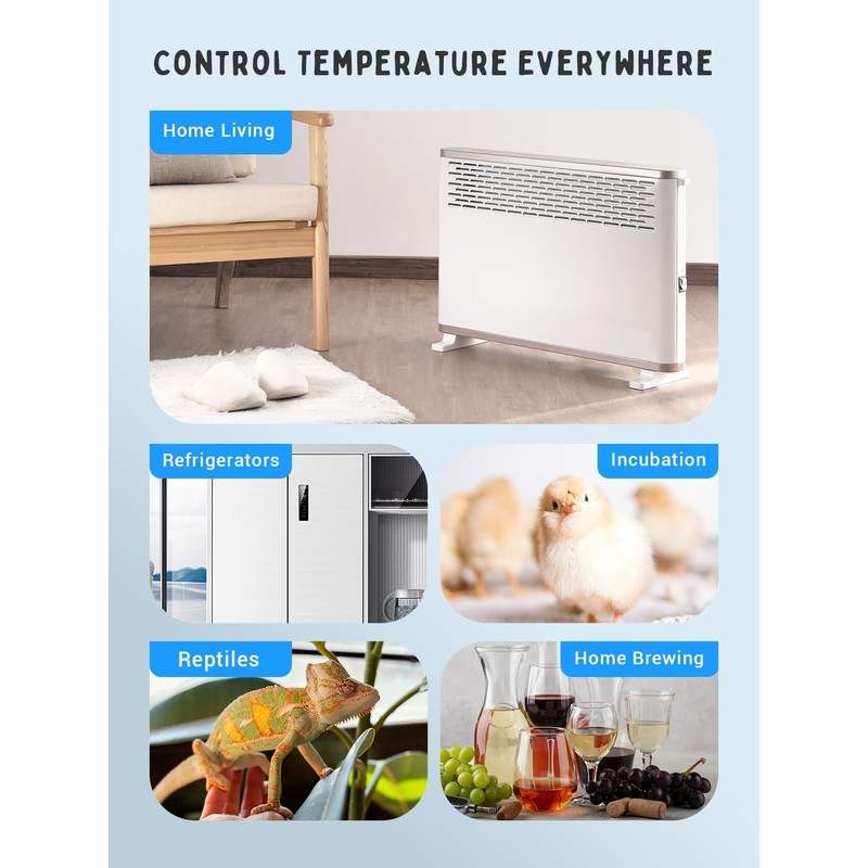 INKBIRD Plug in Thermostat WiFi 1800W 15A Heating Cooling Timer