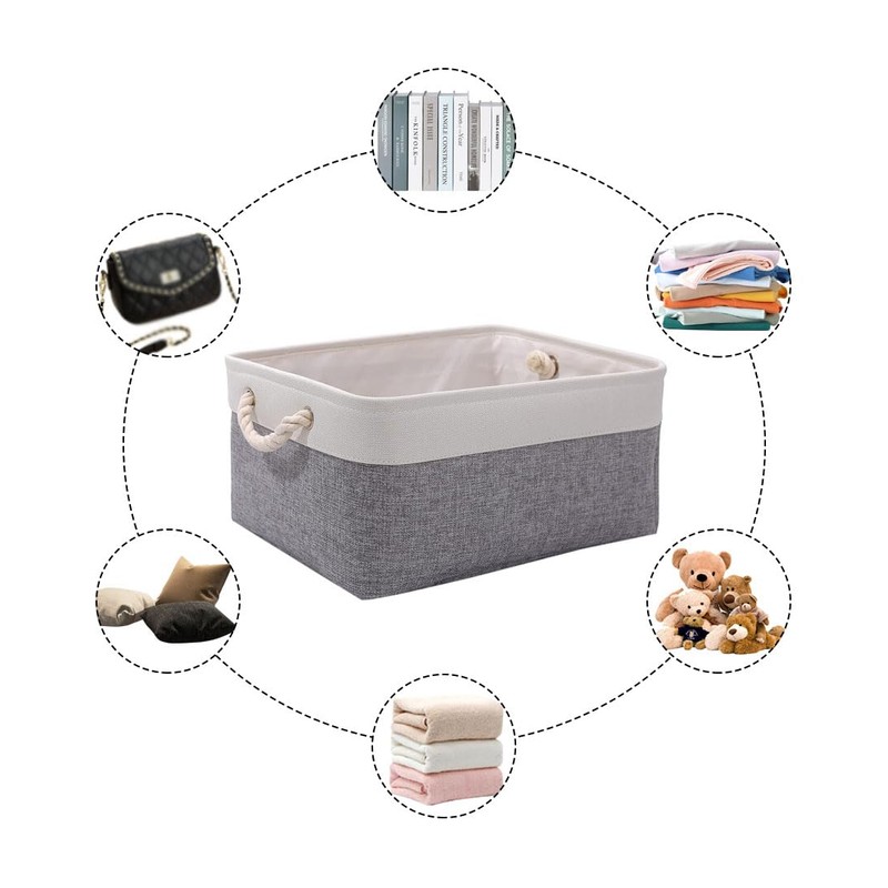 June tech Small Fabric Storage Basket, Waterproof Foldable Storage Baskets,