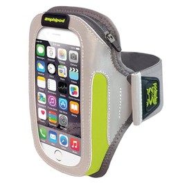 Amphipod ArmPod SmartView Sumo Armband, Reflective Arm or Belt Cell Phone Accessory with Zip Storage for Running & Walking - Silver/Hi-Viz - XL