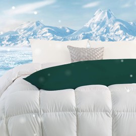 DOWNCOOL Large Body Pillow Insert with Cooling Cover - Soft Long Bed Pillow for Summer - Breathable Full Body Pillow for Adults - 20x54 inch (Green, with Cover)