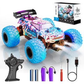 RC Cars, Remote Control Car Monster Truck for Boys Age 4-7 8-12, 2.4GHz 2WD Rc Car with Bodylight, All Terrain Remote Control Truck, Toy Cars Fast RC Car 20KMH, 40Mins