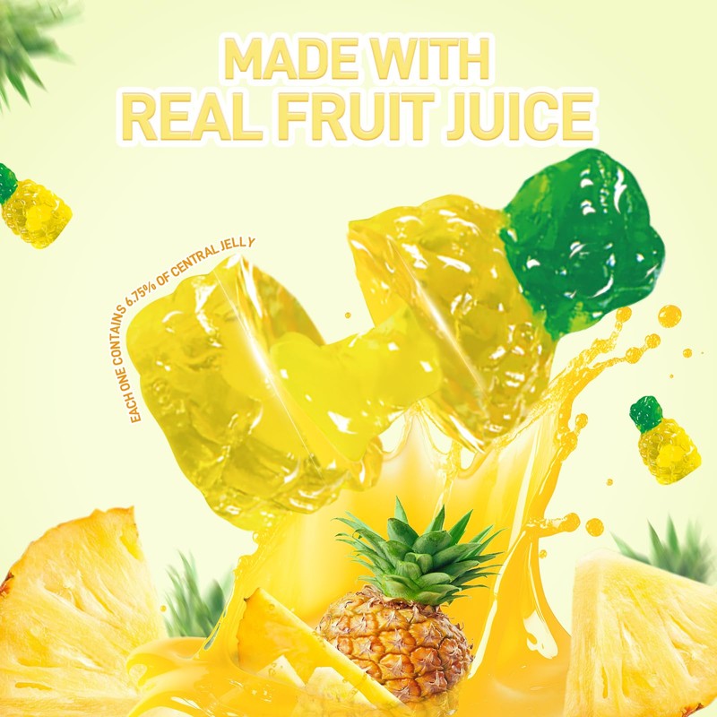 AMOS 4D Fruit Gummy Candy, Pineapple Burst, 8.47 oz Box