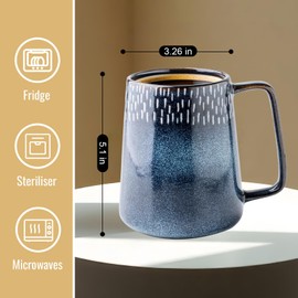 Haayymo 24 OZ/700ml Large Ceramics Coffee Mugs, Extra Large Cups, for Cappuccino, Latte, Hot Cocoa Or Hot Tea -Gift for Birthday/Christmas/Valentine's (an Array of Stars)