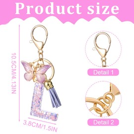 EIROVYA Keyring Letter Keyring with Initial Letter Butterfly Keyring Teenager Girls 1 Piece, bronze, M