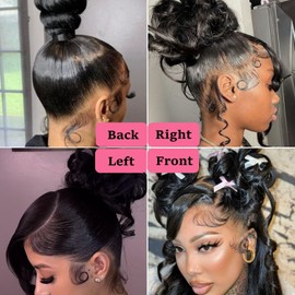 kloiynj Hidden Strap 360 Lace Front Wigs Human Hair 220% Density Body Wave HD Lace Front Wigs with Drawstring 360 Full Lace Human Hair Wigs for Women Pre Plucked with Baby Hair Natural Color 26 Inch