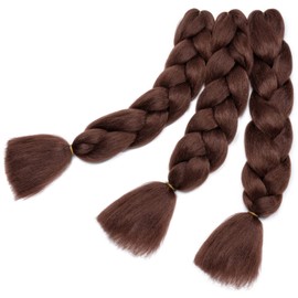 Gairyan Braiding Hair Extensions Ombre Jumbo Braids Synthetic Hair 3 Packs 24 inches 300g Coloured Hair for Braiding Extensions Box Braids Crochet Twist (Dark Auburn)