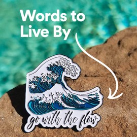 Stickeroonie Ocean Wave Enamel Pin Go with The Flow Enamel Lapel Pin 1.2 Inches Motivation Pins Backpack Pins Hat Pins Clothing Pins Jean Pins Cute Jacket Pins Inspirational Lapel pins