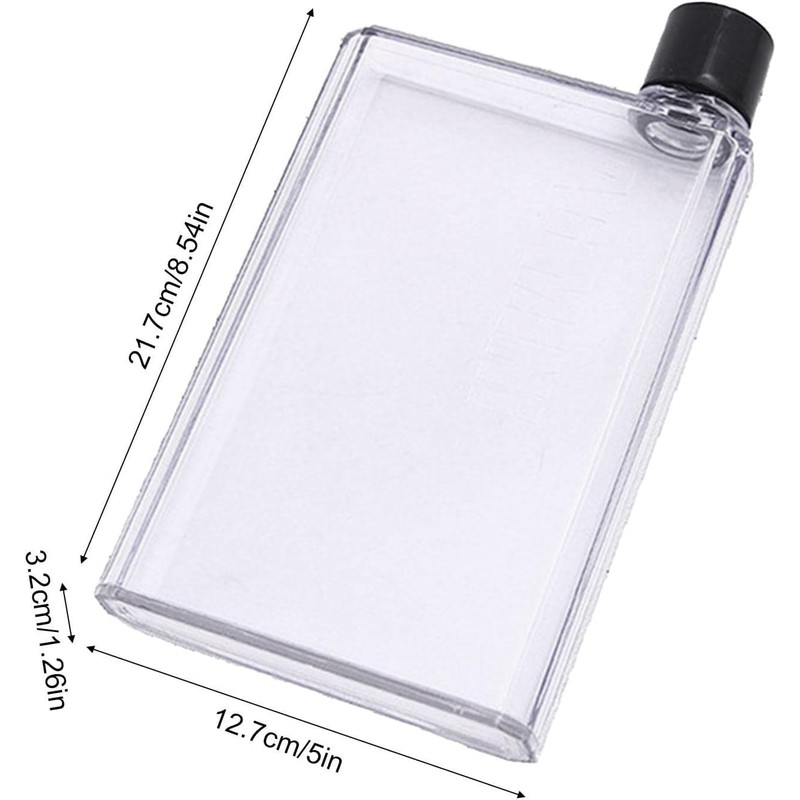 Flat Drink Cold Water Bottle, Reusable Slim A6 Bottle, Portable